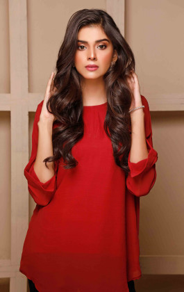 Red Georgette Viscose Western Top