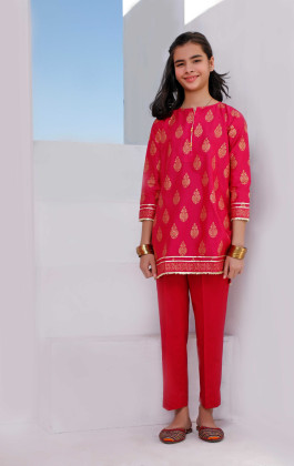Pink Dyed Printed Kurti