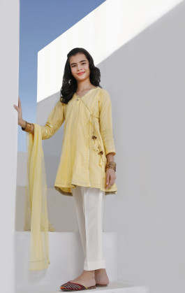 Yellow 2 PCs Girls Semi Formal