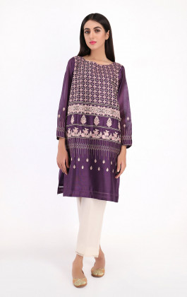 Purple Cotton Net Semi Formal Kurti