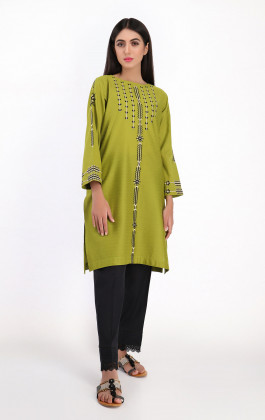 Green Jacquard Semi Formal Kurti