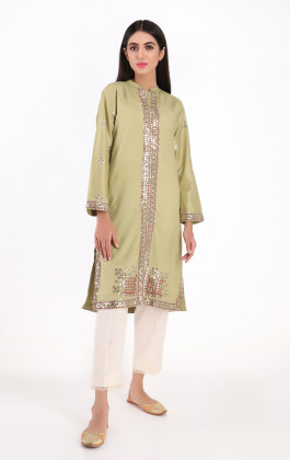 Olive Tencil Semi Formal Kurti