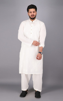 White Cotton 2 PCs Embroidered Kurta