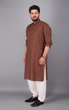 Brown Self Jacquard Kurta