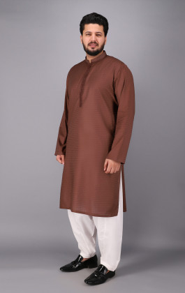 Brown Cotton Dyed Kurta