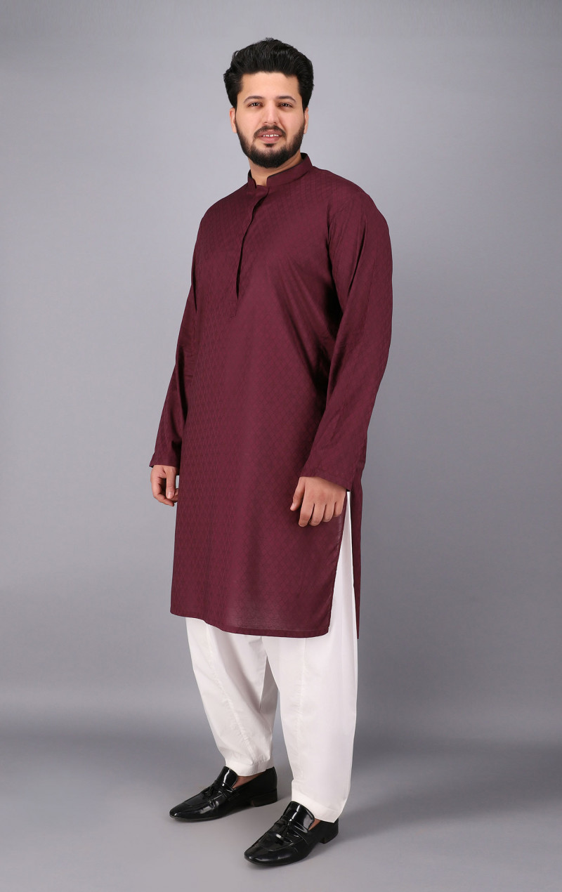 Maroon Cotton Kurta