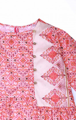 Red Beige Girls Kurti