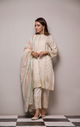 Off White 2 PCs Semi Formal