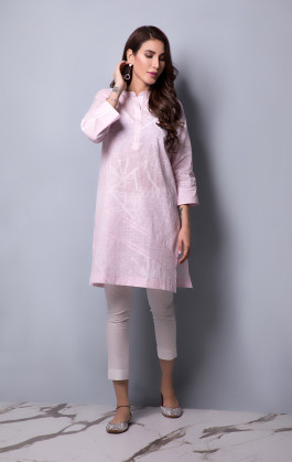 Light Pink Lawn Printed Kurti