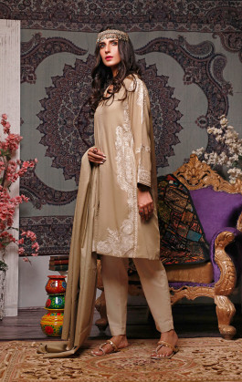 Brown 2 PCs Dobby Embroidered